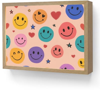 Wandlamp 40x30 cm - Oplaadbaar - Smileys - Kleurrijk - Hartjes - Wandlampen binnen woonkamer - Slaapkamer lamp - Decoratieve nachtlamp - Vloerlamp draadloos