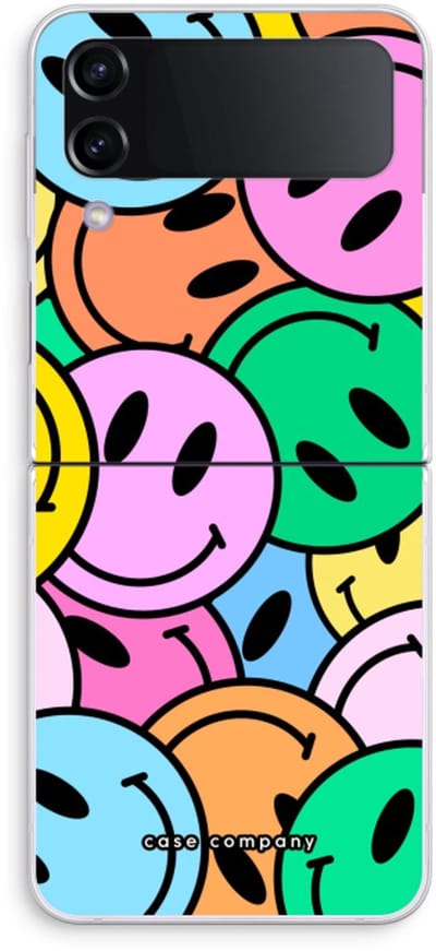 Case Company® - Hoesje geschikt voor Samsung Galaxy Z Flip4 hoesje - Smiley N°1 - Soft Cover Telefoonhoesje - Bescherming aan alle Kanten en Schermrand