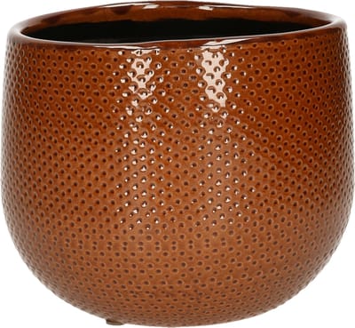 Mica Decorations Bloempot - okergeel - keramiek - 16 x 14 cm - plantenpotten