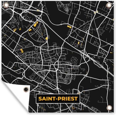 Tuin poster Plattegrond - Kaart - Saint-Priest - Frankrijk - Stadskaart - 200x200 cm - Tuindoek