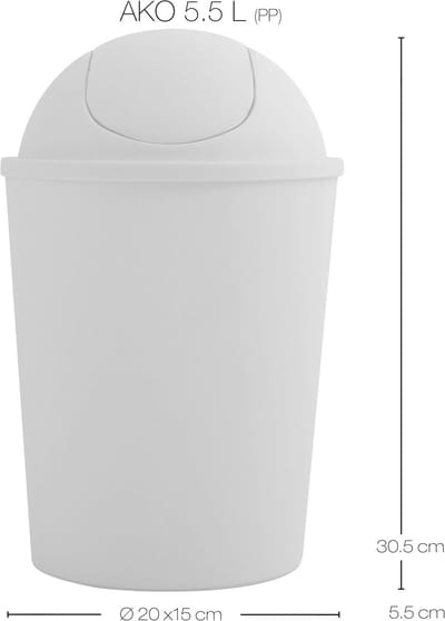 Kleine Witte Afvalemmer 5,5 Liter met Klapdeksel voor Badkamer of Toilet