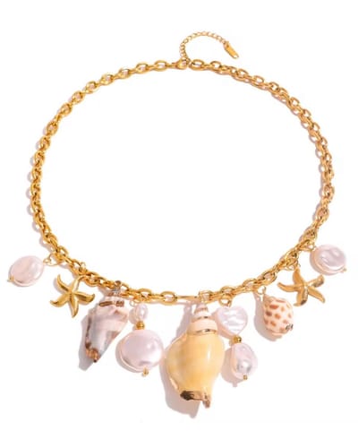 Cliste Couture - Pacific Freshwater Pearl Necklace - 18k Verguld - Roestvrij staal - Bedels - Ketting dames - Waterproof