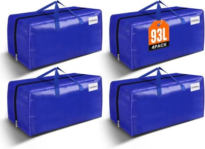Verhuiszak 93 liter, met labelzakken systeem, opvouwbaar en herbruikbaar, 4 stuks