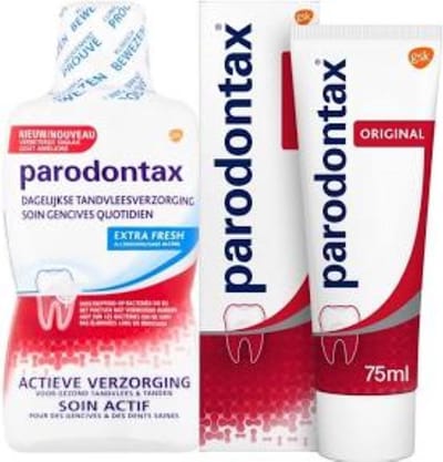 Parodontax Extra Fresh Mondwater 250 ML & Parodontax Original Tandpasta