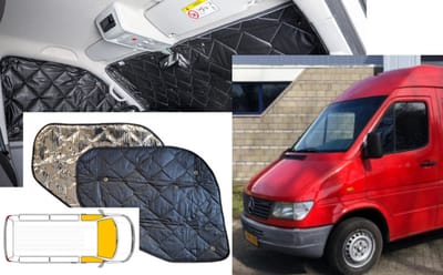 Raamisolatie Mercedes Sprinter 1995-2006 Black Line uitvoering 9 Laags tegen hitte en kou voorzijde ramen (3 delig)