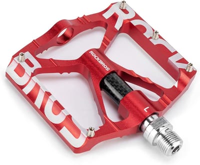 ROCKBROS Bicycle Pedals 9/16" Aluminum Alloy MTB Pedals with Sealed Bearings Non-slip Pedals Black Red