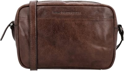 Hide & Stitches Westland Crossbodytas - Leer - Schoudertas Dames - Verstelbare Schouderband - Achterritsvak - Leren Tas - Leren Dames Tas - Donkerbruin