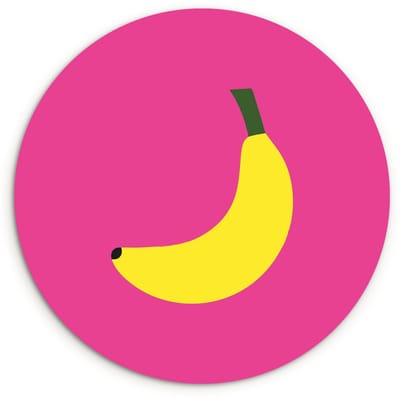 WallCircle® Wandcirkel 120x120 cm - Muurcirkel Banaan - Geel - Fruit - Muurdecoratie woonkamer - Wanddecoratie slaapkamer - Kamer decoratie accessoires - Ronde schilderijen XXL