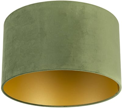 QAZQA cilinder velours - Klassieke Lampenkap - Ø 350 mm - Groen -