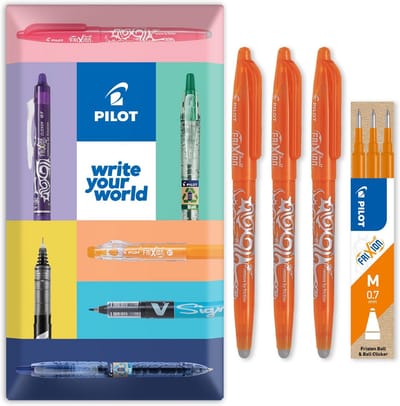 Uitwisbare Rollerball Pennen - Wrijvingspennen Thermopennen - Fouten Corrigeren - Schoon Wissen Zonder Vlekken - 3 Pennen + 3 Vullingen