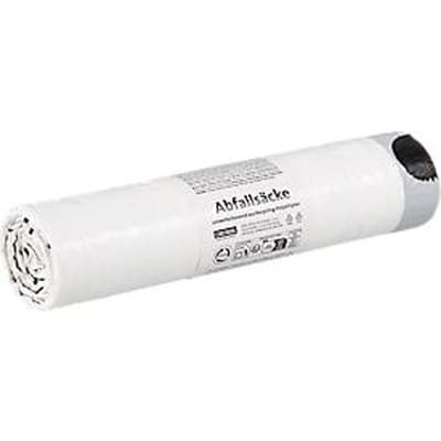 Deiss vuilniszakken, 35 l, met trekkoord, dikte 28 µ, LDPE, wit, 20 stuks