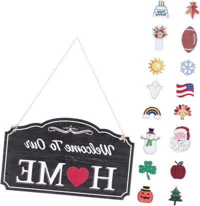 Houten Deurbord - Welkom Bord Hangend - Huis Decoratie - Fijne Afwerking - 30x18cm - Kleurrijk