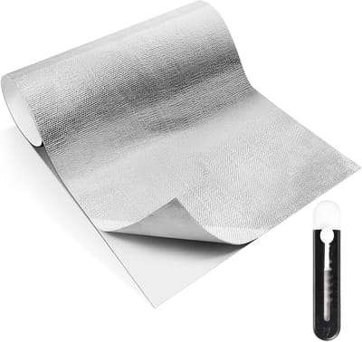 Thijox - Hittebeschermingsmat Zelfklevend 60 x 200 cm - Aluminium Hittebeschermingsfolie voor Slang en Buisisolatie - Hitteschild voor Keuken, Tuin, C