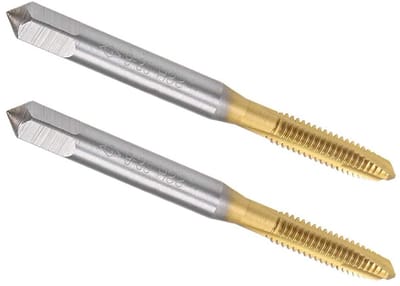 2 Stuks Spiral Point Plug Draad Tap 8-32 UNC, HSS Titanium Coated Draadfrezen met H2 Tolerantie, 3 Vleugels voor Precisiewerk