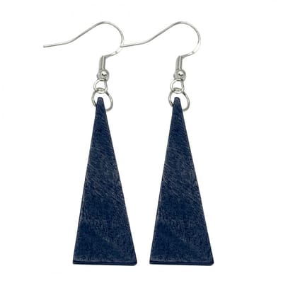Zilver oorbellen -hout -blauw- Saheli - Charme Bijoux
