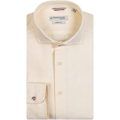Giordano Overhemd Plain Oxford Row Cutaway Lichtgeel / male