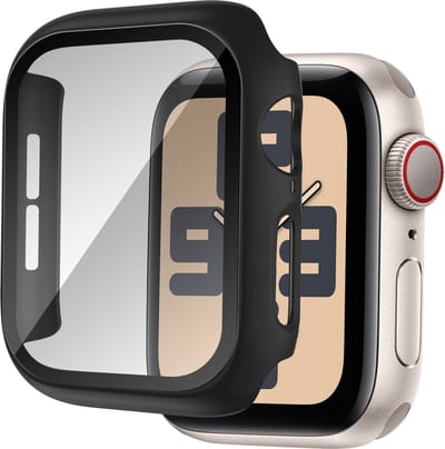 Bandz hard case hoesje met screenprotector geschikt voor Apple Watch 10 - 46mm & Apple Watch 11 - 46mm case - beschermhoes van polycarbonaat materiaal - Full cover case met screen protector (zwart)