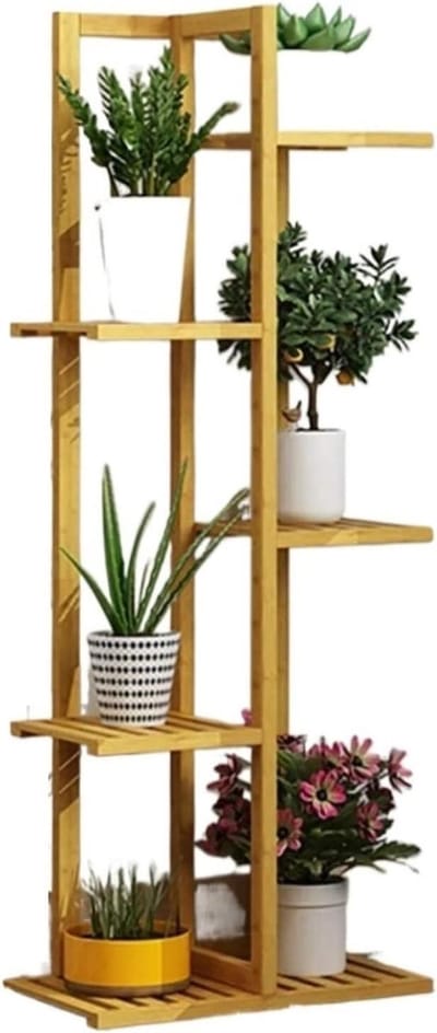 Houten plantenstandaard - Bloemenplank binnen - Planten presenteren - Massief hout ontwerp - 102 x 40 x 20 cm - Houtkleur