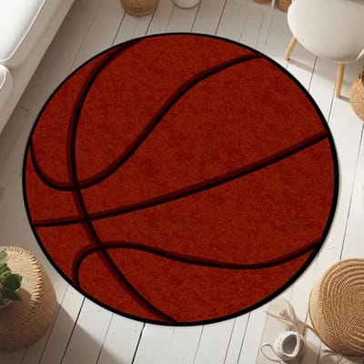 Bal Sporten Thema Ronde Vloerkleed Volleybal Honkbal Basketbal Tennis Tapijt Dagelijkse Woonkamer Vloerdecoratie Antislip Mat voor Woonkamer 80x80cm