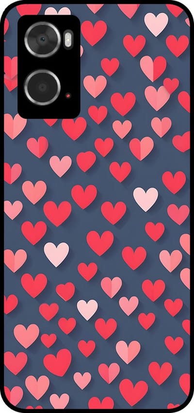 Smartphonica Telefoonhoesje Geschikt voor Oppo A36 / A76 / A96 met Roze en Rode Hartjes Opdruk - TPU Backcover Case With Rosé and Red Heart Design geschikt voor Oppo A36;Oppo A76;Oppo A96