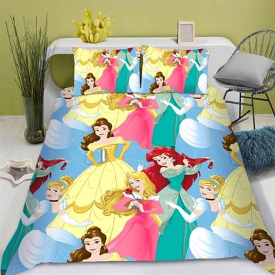 Disney Prinses Serie 100% Polyester Beddengoed Set Dekbedovertrek Voor Thuis 3-Delige Set 1 Dekbedovertrek Anime Schattig Bedrukt Cartoon AU Queen(210*210cm)3pcs