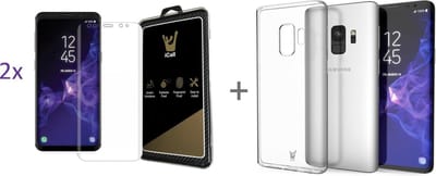 Hoesje geschikt voor Samsung Galaxy S9 Transparant Ultra Dunne TPU Siliconen case Hoesje + 2x Glas PET Folie Screen Protector Transparant 0.2mm