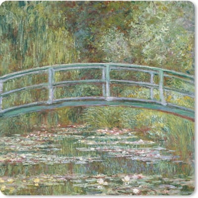 Muismat 20x20 cm - Mousepad De Japanse brug en waterlelies - Claude Monet - Muismatten