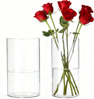 Cilindervormige transparante acrylvaas - Lichtgewicht en breukbestendig decoratief item voor woonkamer, slaapkamer, kantoor en badkamer - Moderne bloemenvaas 10x30cm en 15x30cm