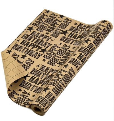 Allecto - Kraft inpakpapier - Cadeaupapier - Zwart - Happy Birthday