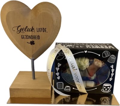 Hart - Geluk, liefde, gezondheid - Bonbons - Lint: Speciaal voor jou - Cadeauverpakking