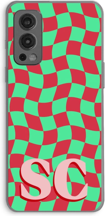 Gepersonaliseerd - Case Company® - Hoesje geschikt voor OnePlus Nord 2 5G hoesje - Grid Monogram - Soft Cover Telefoonhoesje - Bescherming aan alle Kanten en Schermrand