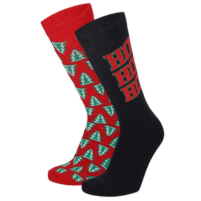 Apollo - Kerstsokken dames - Badstof zool - 2-Pak - Blauw/Rood - Maat 36/41 - sportsokken - kerstsokken - kerst sokken - kerstcadeau