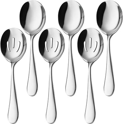 Set van 6 RVS Serving Lepels - Tafellepels voor Buffet, Banquet en Restaurant - Duurzaam en Elegant Bestek