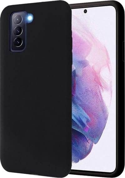 Hoesje geschikt voor Samsung Galaxy S21 - Matte Back Cover Microvezel Siliconen Case Hoes Zwart
