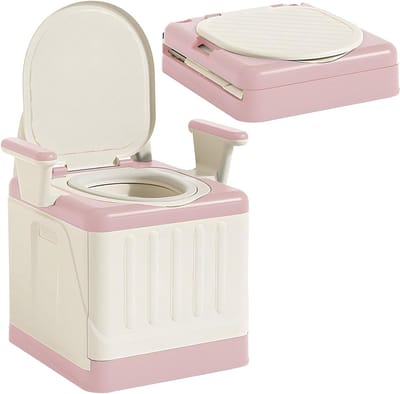 Commode Toiletstoel - Bedcommode Opvouwbaar - Comfortabel Zitten - Breder Zitontwerp - 39.5 x 41 x 56 cm - Wit