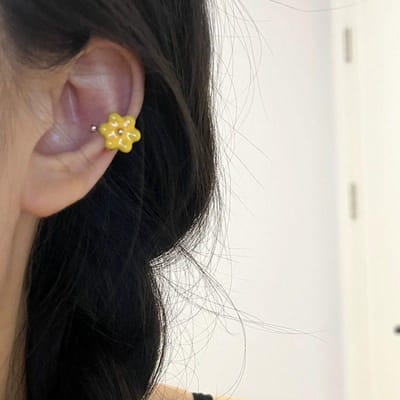 1 stuks mode vintage kleurrijke bloem oor manchet oor clip nep piercing oorbel voor vrouwen meisjes mode sieraden geschenken geel
