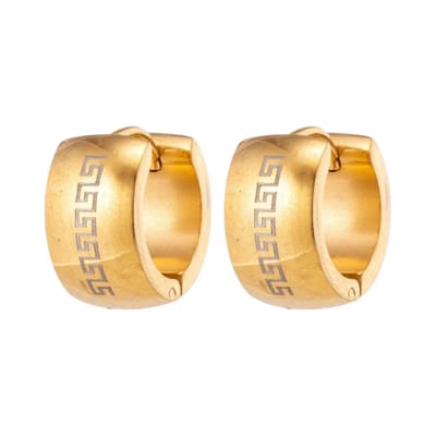 Aramat Jewels | Oorringen | Oorringen – 20mm Grieks Symbool RVS Goudkleur Unisex | | | |7mm | Staal | Volwassenen | Verkleurd niet