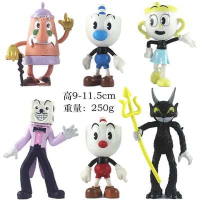 Nieuwe Kawaii 6 Stuks Cuphead Handheld Avontuur Spel Randapparatuur Decoratie Jongen Verjaardagscadeau Kerstcadeau gray