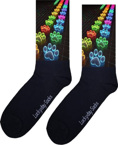 Pootafdruk - Opkikker - Grappige sokken - Valentijns cadeau - Verjaardag cadeau - Sint cadeau - Leuke sokken - Neon - Vrolijke sokken - Sokken cadeau - Grappig cadeau - Kerst Sokken - Vaderdag - Moederdag - Kerstcadeau - Socks maken Happy - 37-44