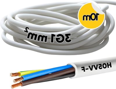 H05VV-F Hose Cable 3 x 1 mm² Power Cable 3G1 mm² with Protective Conductor - PVC Cable for Indoor Electrical - Lamp Cable Flexible Device Cable 3-Core stroomkabel 3 aderige