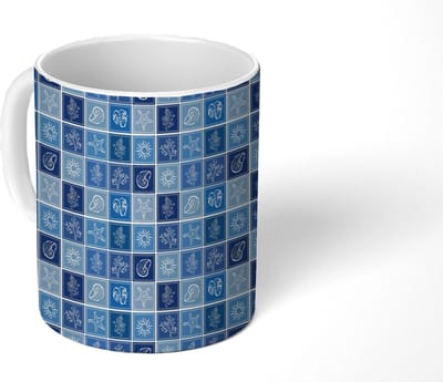 Mok - Koffiemok - Nostalgisch - Kust - Zomer - Blauw - Mokken - 350 ML - Beker - Koffiemokken - Theemok