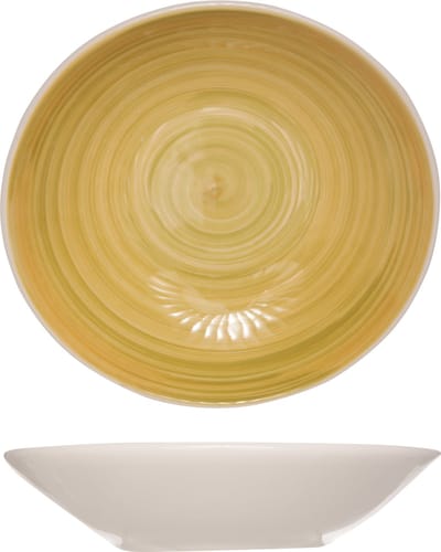 Cosy & Trendy Diep bord Turbolino - geel - 21 cm - aardewerk - pastabord - soepbord - servies - diepe borden