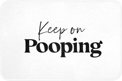 Badmat 90x60 cm - Antislip - Spreuken - Keep on pooping - Wit - Quotes - Badmatten voor badkamer - Badkamermat - Douchemat - Badkamer mat