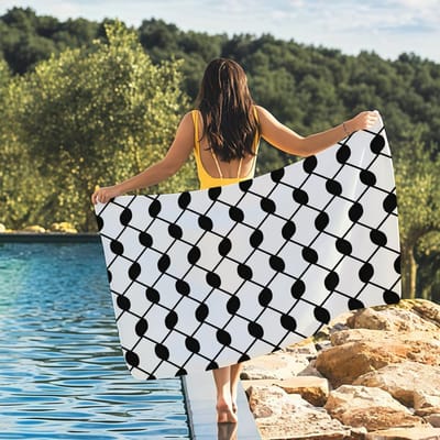 Palestijnse Kufiya Handdoek Sneldrogende Strandhanddoeken Zijn Geschikt Voor Zwembaden, Kamperen, Yoga En De Sportschool W63*H120(CM)