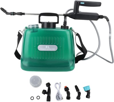 Batterij-aangedreven sproeier 8L, Elektrische sproeier met nevelsproeiers, USB-oplaadbaar - Onkruidwatersproeier met verstelbare sproeikop