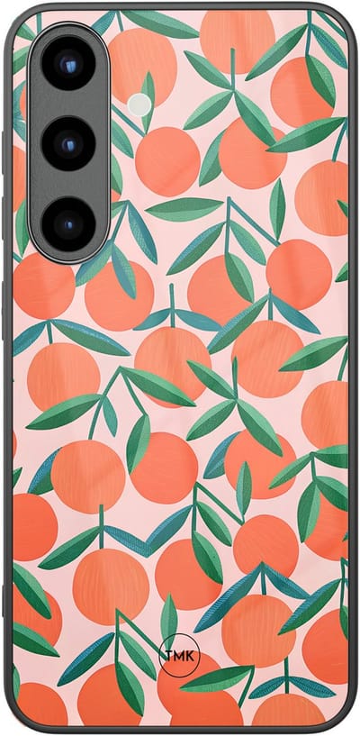 Hoesje geschikt voor Samsung Galaxy S25 - Sweet oranges - Oranje - TPU luxe case (glossy toplaag) - Print - Hardcase backcover zwart