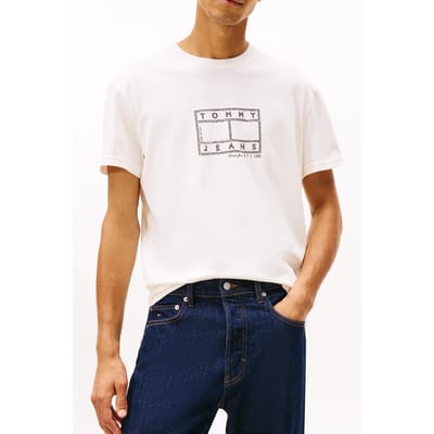 Tommy Hilfiger Tjm Regular Center Flag Tee Ancient White Taglia: S | Magliette basic Outlet | Uomo | Bianco