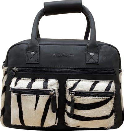 Zebra Tas Zwart - Westernbag - Crossbody Dames Tas- Cowboybag – Westernbag - Schoudertas Leer