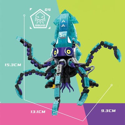 Bouwstenen Set Oceaan thema Inktvis Haai Manta Rog Krab Compatibel Ontwikkelingsgericht Leren Speelgoed Cadeau Jongens Kerstcadeau blue