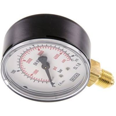 0..315 Bar Manometer Onderaansluiting Staal/Messing 63 mm Klasse 1.6